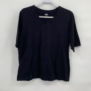 BFA Classics Women's Cotton V-Neck Short Sleeve Pullover Basic Tee Black XL